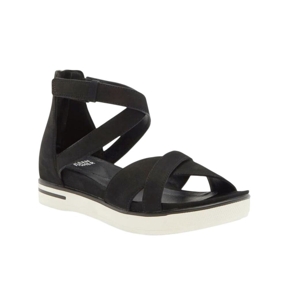 Eileen Fisher Woman's Sally Wedge Sporty Sandal in Black - Size 6